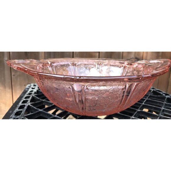 VINTAGE Jeannette CHERRY BLOSSOM PINK - 2 HANDLE BOWL - Picture 2 of 8